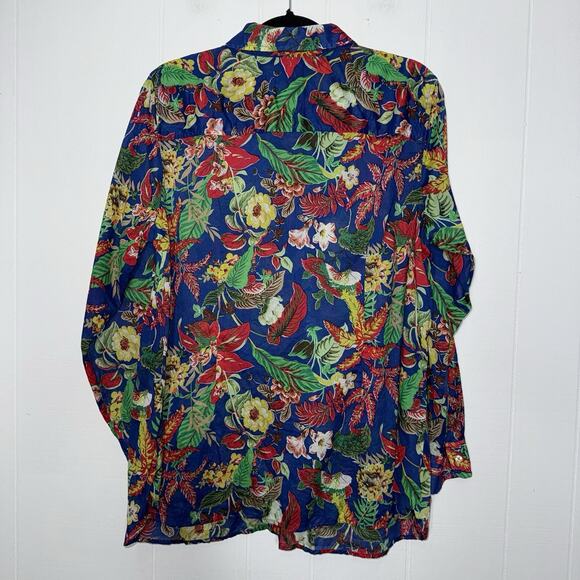 Talbots Women’s Tropical Floral Classic Shirt Button Up Long Sleeve Size 1X - Picture 2 of 6